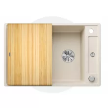   Blanco Axia III 45 S egymedencés gránit mosogató fa vágódeszkával 78x51 cm, törtfehér 527036