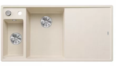 Blanco Axia III 6 S két medencés gránit mosogató 100x51 cm fa vágódeszkával, balos / törtfehér 527044