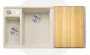 Blanco Axia III 6 S két medencés gránit mosogató 100x51 cm fa vágódeszkával, balos / törtfehér 527044