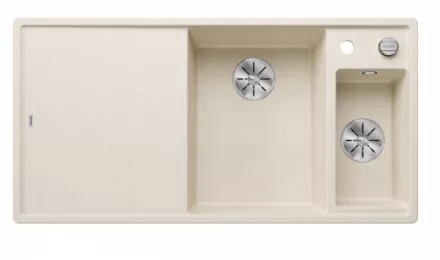 Blanco Axia III 6 S két medencés gránit mosogató 100x51 cm fa vágódeszkával, jobbos / törtfehér 527046