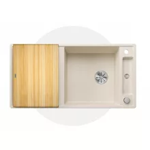   Blanco Axia III XL 6 S Silgránit mosogató excenterrel, fa vágódeszka, törtfehér 527052