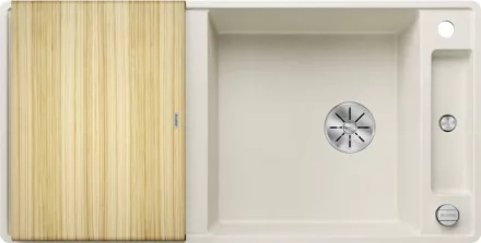Blanco Axia III XL 6 S-F Silgránit mosogató excenterrel, fa vágódeszkával, törtfehér 527054