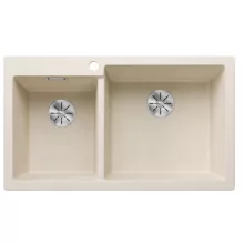   Blanco Pleon 9 két medencés gránit mosogató lefolyógarnitúrával 86x50 cm, jobbos / törtfehér 527142