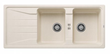 Blanco Sona 8 S kétmedencés gránit mosogató csepegtetővel 116x50 cm, törtfehér 527156