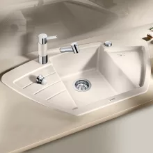   Blanco Zia 9 E aszimmetrikus Silgranit 93x51 cm mosogató csepegtetővel és távműködtetővel, törtfehér 527211
