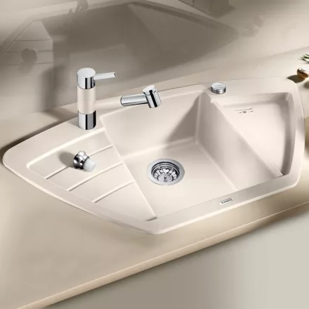 Blanco Zia 9 E aszimmetrikus Silgranit 93x51 cm mosogató csepegtetővel és távműködtetővel, törtfehér 527211