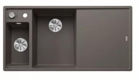 Blanco Axia III 6 S két medencés gránit mosogató 100x51 cm fa vágódeszkával, balos / vulkánszürke 527227
