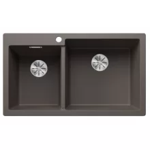   Blanco Pleon 9 két medencés gránit mosogató lefolyógarnitúrával 86x50 cm, jobbos / vulkánszürke 527325