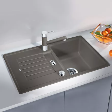Blanco Zia 45 S Silgranit mosogató 78x50 cm lefolyógarnitúrával és excenterrel, vulkánszürke 527382