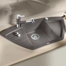   Blanco Zia 9 E aszimmetrikus Silgranit 93x51 cm mosogató csepegtetővel és távműködtetővel, vulkánszürke 527394