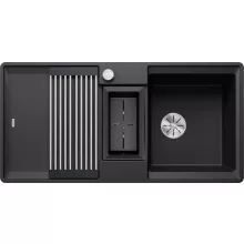   Blanco Adira 6 S-F Silgranit két medencés 99x49 cm mosogató acél ráccsal, fekete 527609