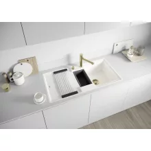   Blanco Adira 6 S-F Silgranit két medencés 99x49 cm mosogató acél ráccsal, fehér 527613