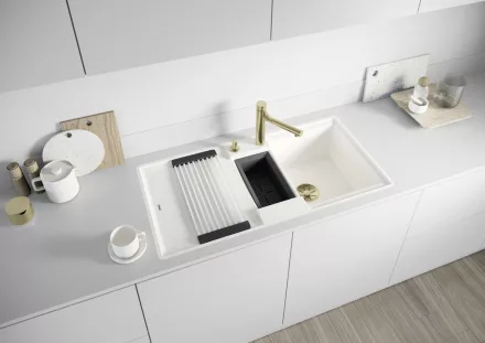 Blanco Adira 6 S-F Silgranit két medencés 99x49 cm mosogató acél ráccsal, fehér 527613