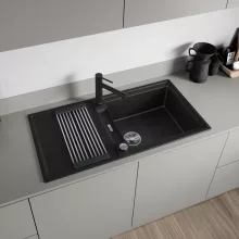   Blanco Adira XL 6S Silgranit 100x50 cm mosogató csepegtető felülettel és acél ráccsal, fekete 527617