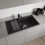 Blanco Adira XL 6S Silgranit 100x50 cm mosogató csepegtető felülettel és acél ráccsal, fekete 527617