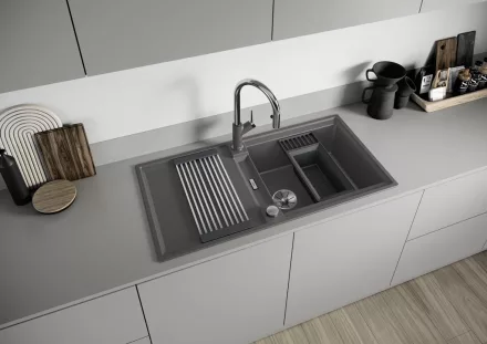 Blanco Adira XL 6S Silgranit 100x50 cm mosogató csepegtető felülettel és acél ráccsal, vulkánszürke 527620