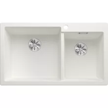 Blanco Pleon 9 két medencés gránit mosogató lefolyógarnitúrával 86x50 cm, balos / fehér kivitelben