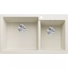 Blanco Pleon 9 két medencés gránit mosogató lefolyógarnitúrával 86x50 cm, balos / törtfehér kivitelben