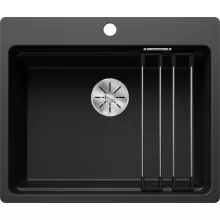   Blanco Etagon 6-F Silgranit mosogató 59x50 cm acél sínnel, fekete 527682