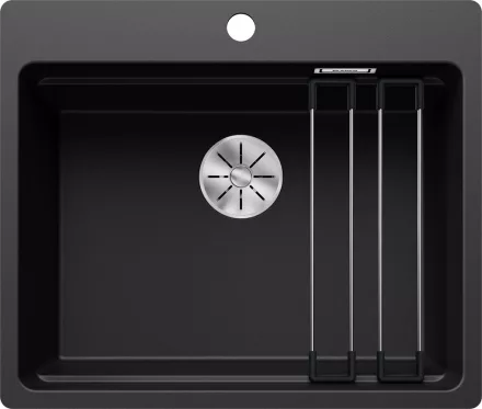 Blanco Etagon 6-F Silgranit mosogató 59x50 cm acél sínnel, fekete 527682