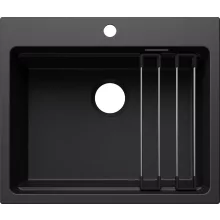   Blanco Etagon 6 Silgranit mosogató 60x51 cm acél sínnel, fekete 527746