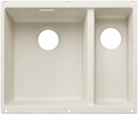 Blanco Subline 340/160-U Silgranit 2 medencés mosogató 55x46 cm, lefolyókészlet nélkül, balos kivitelben, törtfehér színben.