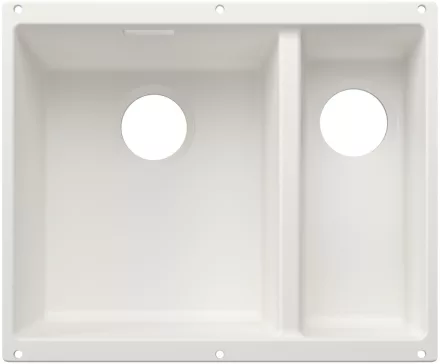 Blanco Subline 340/160-U Silgranit 2 medencés mosogató 55x46 cm, lefolyókészlet nélkül, balos kivitelben, fehér színben.