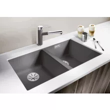 Blanco Subline 350/350-U Silgranit 2 medencés mosogató 75x46 cm, palaszürke kivitelben.