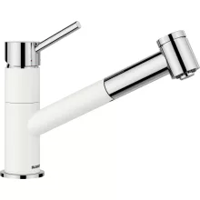 Blanco Kano-S Vario Silgránit-look kihúzható fejes magasnyomású konyhai csaptelep fehér/króm színben.
