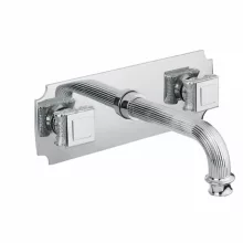   Bugnatese Olympia 3-lyukas fali mosdócsaptelep click-clack leeresztővel, 25 cm-es kifolyóval, szálcsiszolt nikkel 8472SCNS
