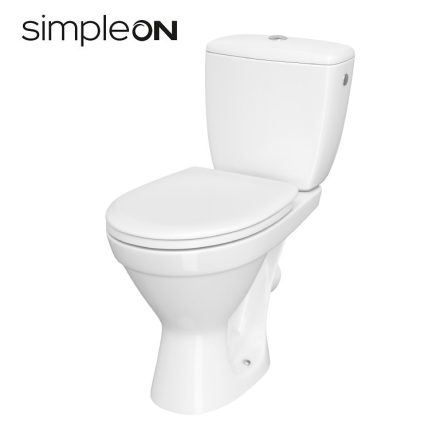 Cersanit Cersania Simpleon Kompakt monoblokkos hátsó kifolyású WC csésze csökkentett peremmel, vízbevezetés oldalt, duroplast ülőkével K11-2337