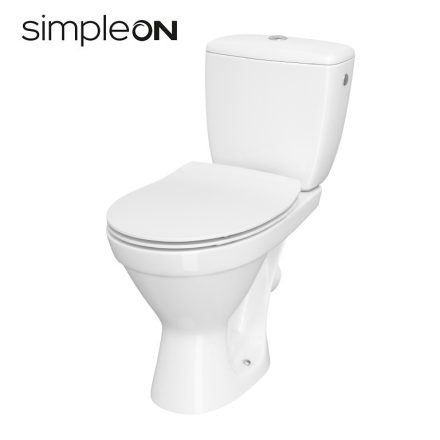Cersanit Cersania II Kompakt monoblokkos hátsó kifolyású WC csésze csökkentett peremmel, vízbevezetés oldalt, duroplast ülőkével K11-2339