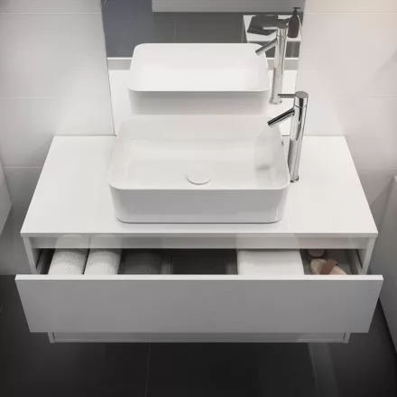 Cersanit Crea Rocklite kerámia mosdótál 49x34 cm túlfolyó nélkül, fényes fehér K114-001-BOX