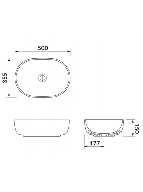 Cersanit Moduo 50cm pultra tehető ovális alakú mosdó K116-049