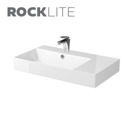 Cersanit Inverto Rocklite 80 szögletes kerámia mosdó, jobb oldali rakodó területtel, túlfolyóval és csaplyukkal K671-006