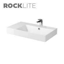   Cersanit Inverto Rocklite 80 szögletes kerámia mosdó, bal oldali rakodó területtel, túlfolyóval és csaplyukkal, fehér K671-016