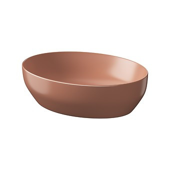 EGYEDI ÁR Cersanit Larga ROCKLITE kerámia mosdótál 50,5x38,5 cm, túlfolyó nélkül, matt tégla vörös K677-053 KIFUTÓ TERMÉK