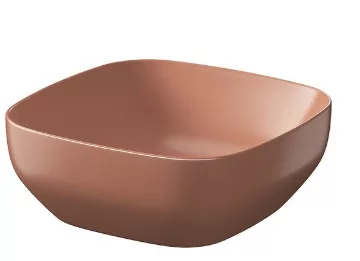 Cersanit Larga ROCKLITE kerámia mosdótál 38x38 cm, túlfolyó nélkül,  matt tégla vörös K677-060
