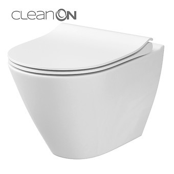 Cersanit City Ovális perem nélküli fali WC csésze rejtett rögzítéssel és lecsapódásgátlós Duroplast ülőkével K701104