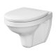 Cersanit Delfi öblítőperemes fali kerámia WC csésze antibakteriális Duroplast ülőkével, fehér K97-140