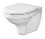 Cersanit Delfi öblítőperemes fali kerámia WC csésze antibakteriális Duroplast ülőkével, fehér K97-140