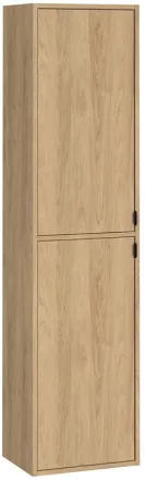 Cersanit Atrato 2 ajtós fali magas szekrény 160x40 cm, hickory tölgy színben, matt fekete fogantyúval.