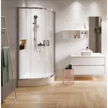  Cersanit Arteco negyedköríves zuhanykabin 90x90x190 cm átlátszó üveggel és CleanPro bevonattal, króm profil S157-002