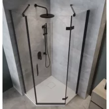   Cersanit Jota ötszögletű 80x80x195 cm zuhanykabin átlátszó üveggel, jobbos/fekete profil S160-011