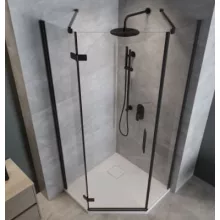   Cersanit Jota ötszögletű 80x80x195 cm zuhanykabin átlátszó üveggel, balos/fekete profil S160-012