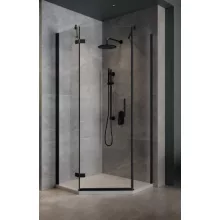   Cersanit Jota ötszögletű 90x90x195 cm zuhanykabin átlátszó üveggel, balos/fekete profil S160-016