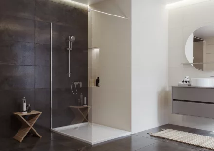 Cersanit Mille Walk-in zuhanyfal 90x200 mm átlátszó üveg, króm profilszín S161-006