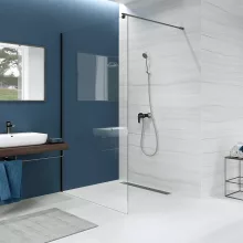   Cersanit Mille Walk-in zuhanyfal 90x200 mm átlátszó üveg, fekete profilszín  S161-008