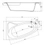 Cersanit Sicilia 170x100 balos aszimmetrikus akril kád S301-097 +ajándék kádlábbal