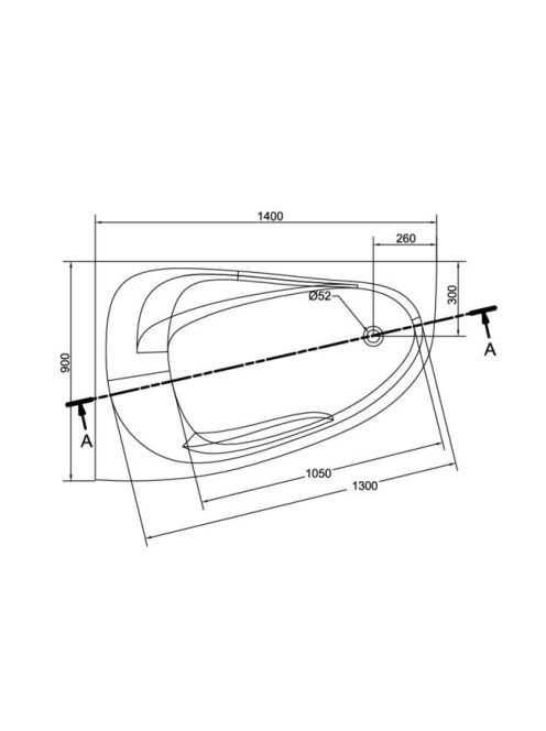 Cersanit Joanna New 140x90 balos aszimmetrikus akril kád S301-165 +ajándék kádlábbal